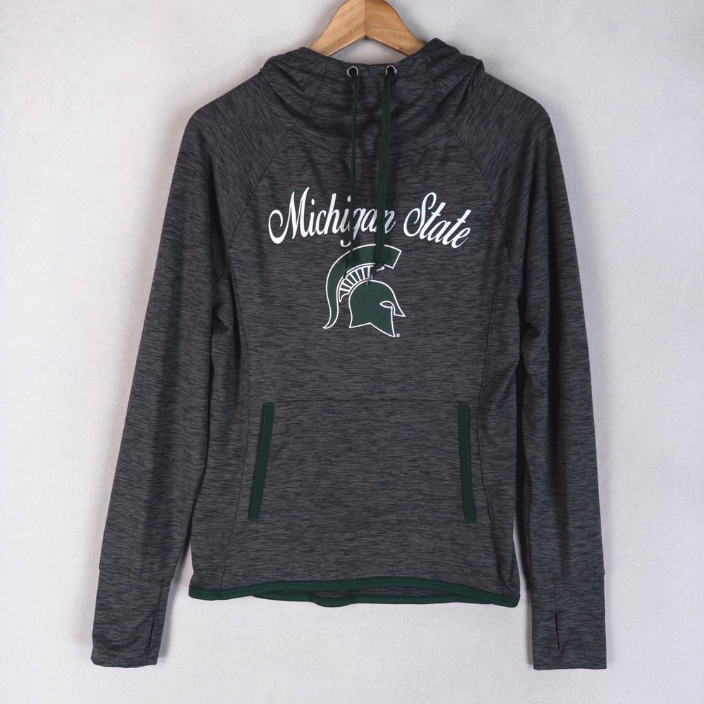 Colosseum Womens Michigan State Hoodie Sz Medium Grey Pullover Spartans NCAA